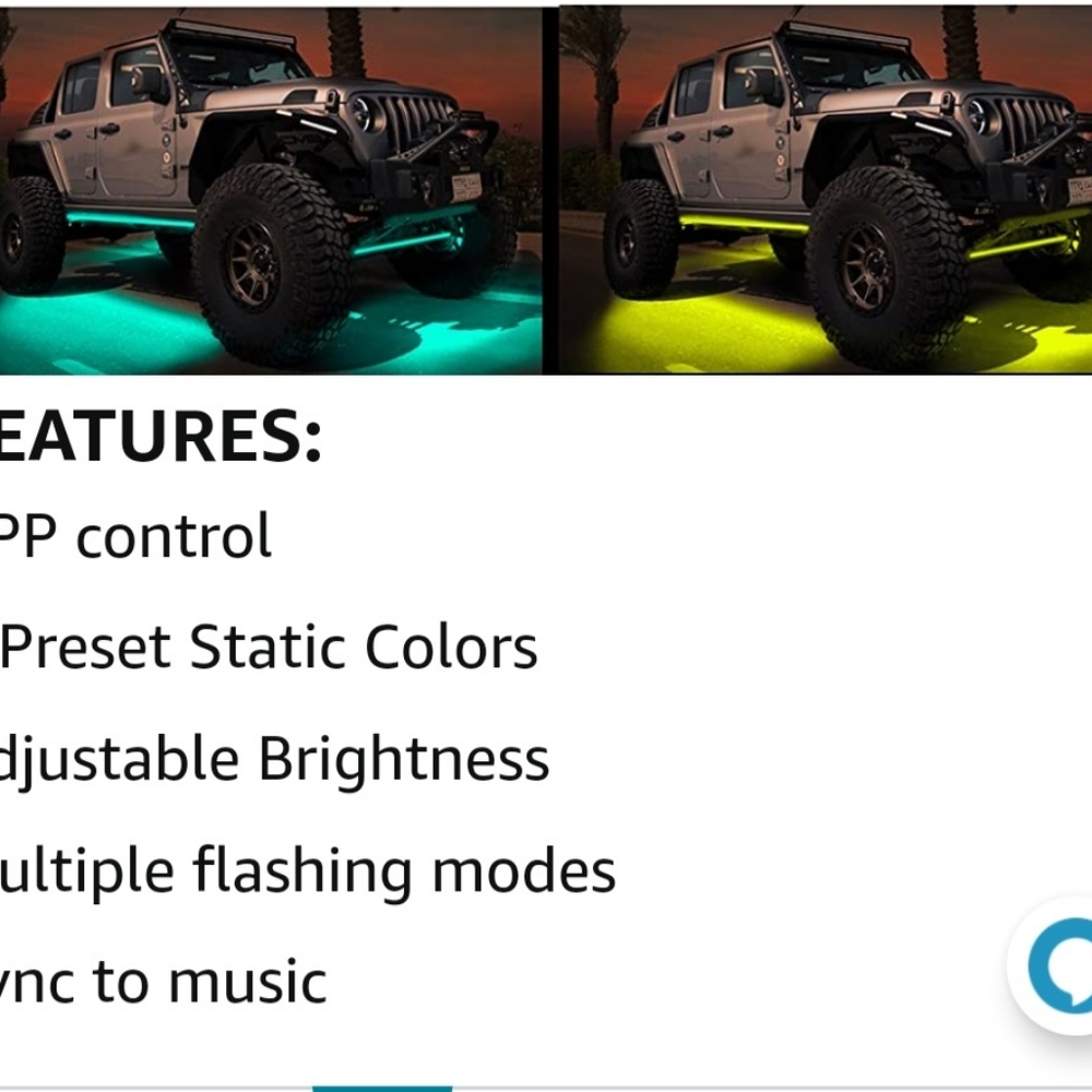 Car Underglow Lights, 4Pcs Multicolor Bluetooth Music Chasing Kit App Control - Picture 8 of 13